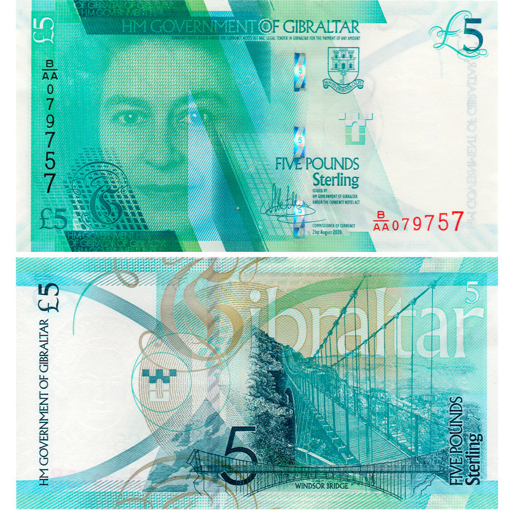 GIBRALTAR 5 Pounds 2020 ND P-42 UNC