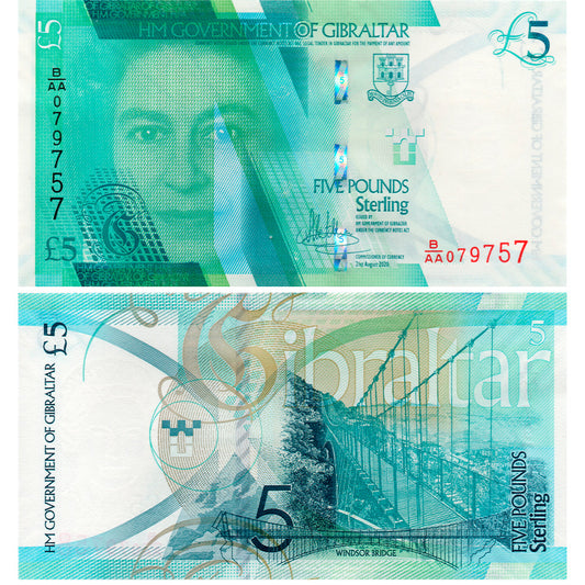 GIBRALTAR 5 Libras 2020 ND P-42 UNC